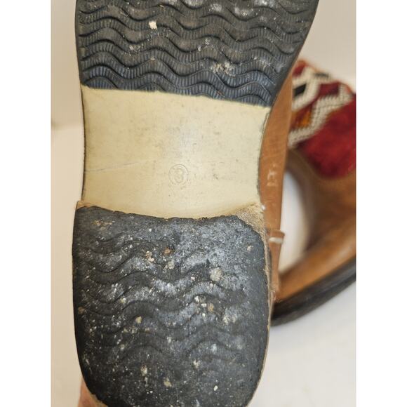 Vintage Kilim Leather Boots Handmade Moroccan Tapestry Size 8 Turk Festival - Picture 15 of 15